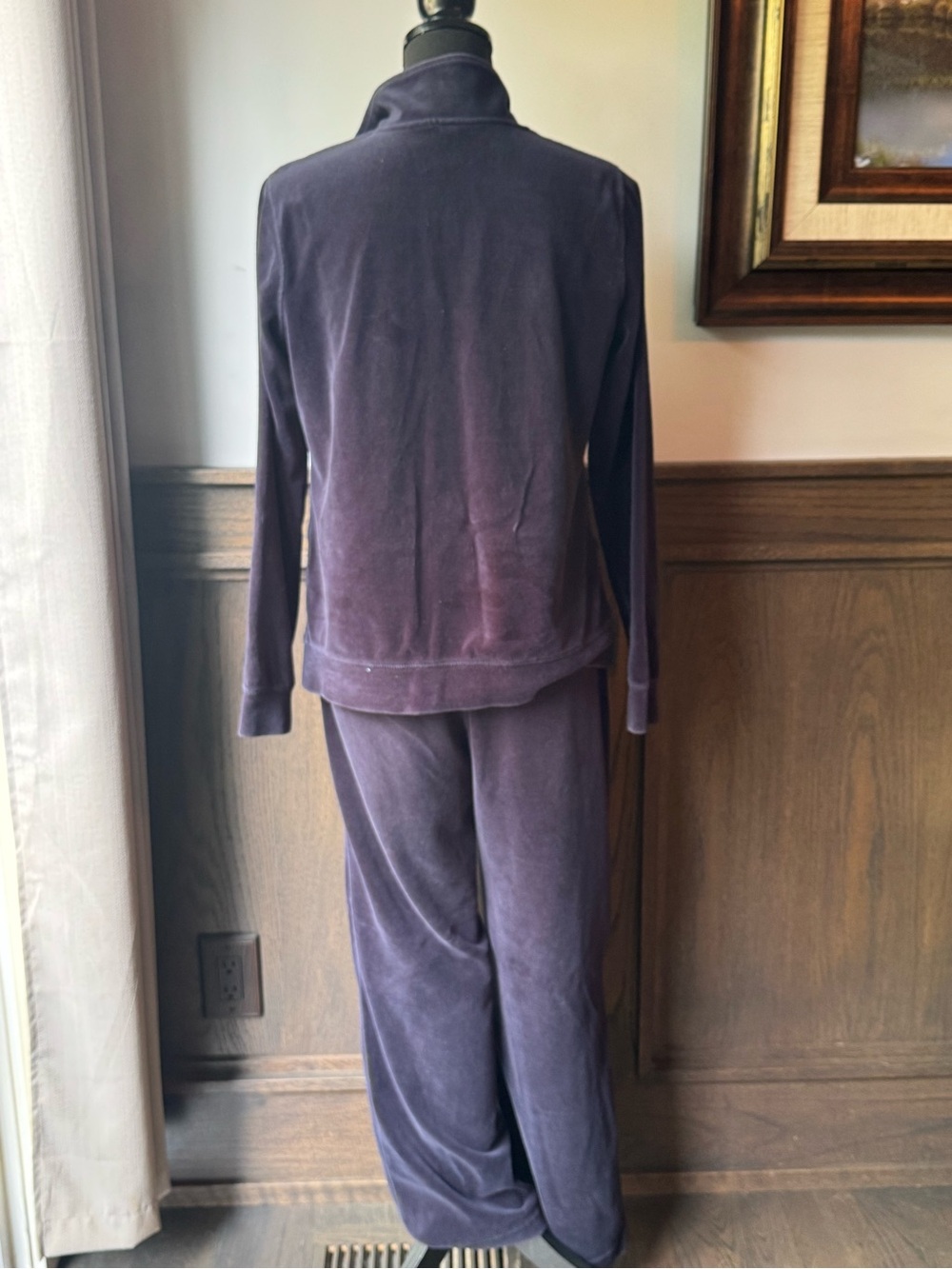 Exertek Navy Blue Velour Tracksuit Set Y2K Lounge Jacket Pants small - Picture 5 of 7
